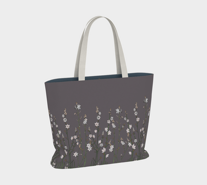 Asphodel on Dusty Mauve - Large Market Tote Bag