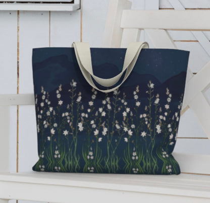 Asphodel on Midnight Tote Bag - Spacious and Sustainable